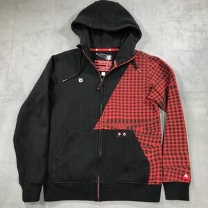 Burton Hoodie Sweatshirt Mens S Red Plaid Black Snowboard The White Collection
